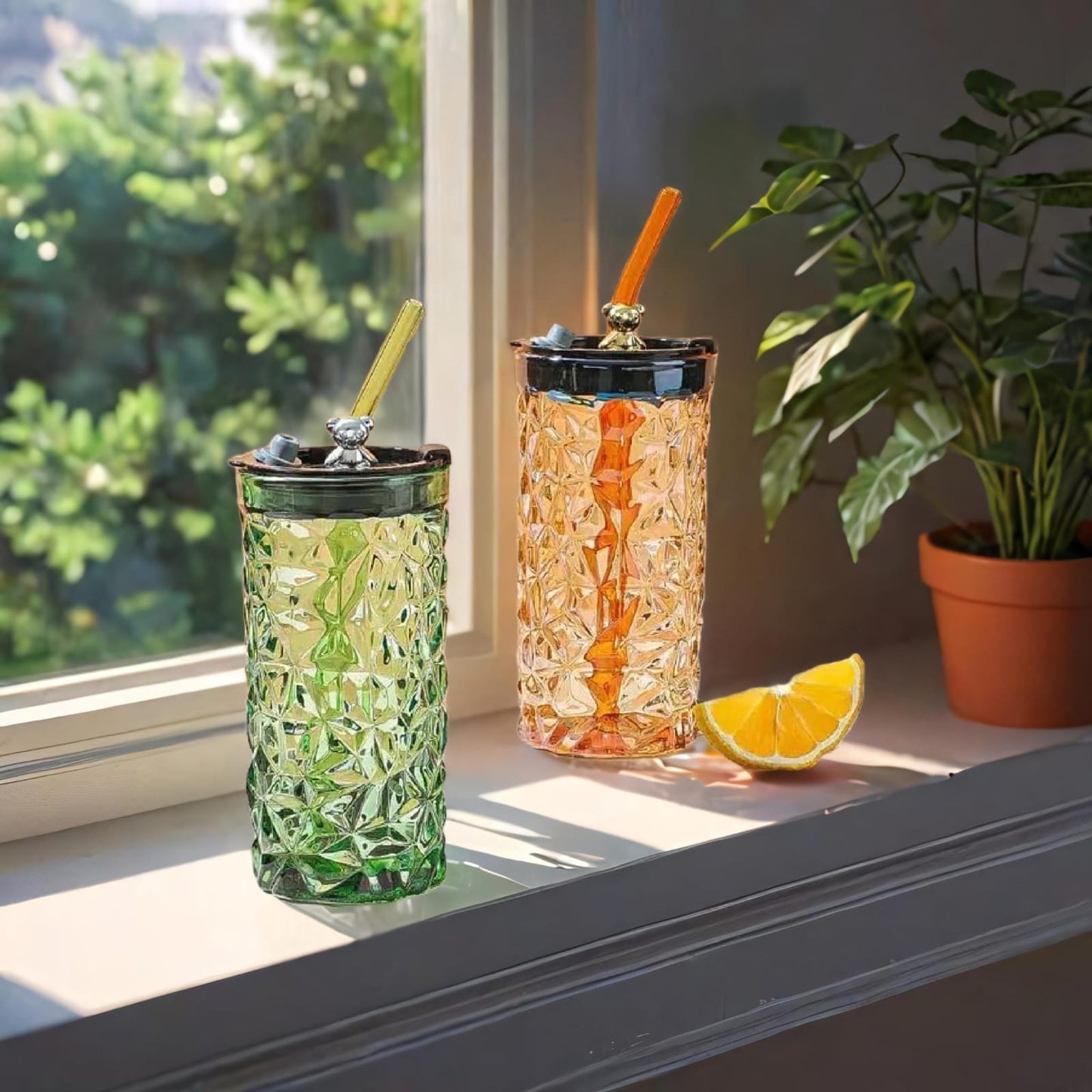 Vaso de Vidrio con Bombilla 400 ml